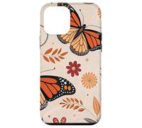 Orange Monarch Butterfly Flowers Brown Fall Butterfly Floral Carcasa para iPhone 12 Mini