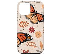 Orange Monarch Butterfly Flowers Brown Fall Butterfly Floral Carcasa para iPhone 12 Pro MAX
