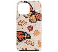 Orange Monarch Butterfly Flowers Brown Fall Butterfly Floral Carcasa para iPhone 13 Pro MAX