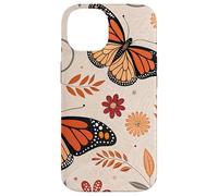 Orange Monarch Butterfly Flowers Brown Fall Butterfly Floral Carcasa para iPhone 14