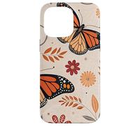 Orange Monarch Butterfly Flowers Brown Fall Butterfly Floral Carcasa para iPhone 14 Pro MAX