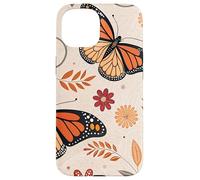 Orange Monarch Butterfly Flowers Brown Fall Butterfly Floral Carcasa para iPhone 15