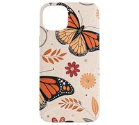 Orange Monarch Butterfly Flowers Brown Fall Butterfly Floral Carcasa para iPhone 15 Plus