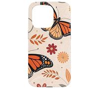 Orange Monarch Butterfly Flowers Brown Fall Butterfly Floral Carcasa para iPhone 15 Pro