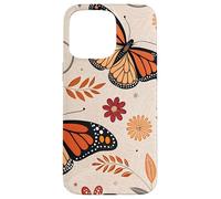 Orange Monarch Butterfly Flowers Brown Fall Butterfly Floral Carcasa para iPhone 15 Pro MAX