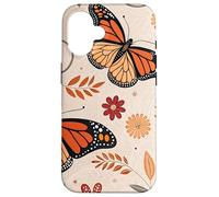 Orange Monarch Butterfly Flowers Brown Fall Butterfly Floral Carcasa para iPhone 16