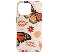 Orange Monarch Butterfly Flowers Brown Fall Butterfly Floral Carcasa para iPhone 16 Pro