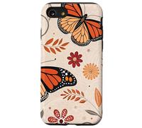 Orange Monarch Butterfly Flowers Brown Fall Butterfly Floral Carcasa para iPhone SE (2020) / 7/8