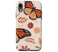 Orange Monarch Butterfly Flowers Brown Fall Butterfly Floral Carcasa para iPhone XR