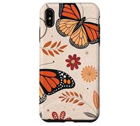 Orange Monarch Butterfly Flowers Brown Fall Butterfly Floral Carcasa para iPhone XS MAX