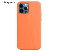 (Orange, Multicolor) For iPhone 12 Pro Max Compatible with MagSafe Liquid Silicone Phone Back Cover (No Logo) - Dark Purp