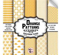 Orange Patterns Scrapbook Paper: Double Sided Sheets | 10 Designs for DIY Projects, Collage, Origami, Junk Journals, Card Making, & More | 8.5" x 8.5" (21.59 x 21.59 cm)