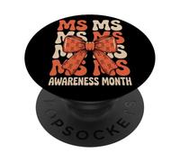 Orange Ribbon MS Multiple Sclerosis Awareness Women PopSockets PopGrip Adhesivo