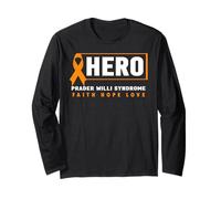 Orange Ribbon Shirt - Hero Prader Willi Syndrome Awareness Manga Larga