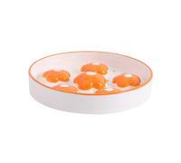 (orange) Slow Eating Cats Bowl Hand Drawn Flower Art Promotes Safe Feeding Slow Eating Speed Hand Painted Bowl yellow purple