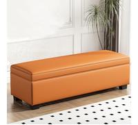 Orange Storage Ottoman Bench with Seating Upholstered Storage Bench for Living Room & Bedroom Extra Large Storage Space Stylish Bed End Bench (80x40x40cm)