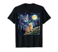 Orange Tabby Cat Moon and Stars Night Sky Art Camiseta