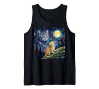 Orange Tabby Cat Moon and Stars Night Sky Art Camiseta sin Mangas