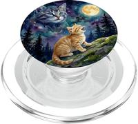 Orange Tabby Cat Moon and Stars Night Sky Art PopSockets PopGrip para MagSafe