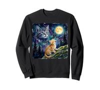 Orange Tabby Cat Moon and Stars Night Sky Art Sudadera