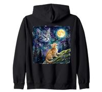 Orange Tabby Cat Moon and Stars Night Sky Art Sudadera con Capucha