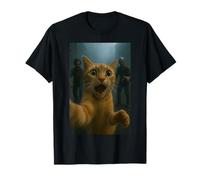 Orange Tabby Cat Selfie Run Away from Zombie for Kids Adult Camiseta