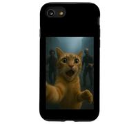 Orange Tabby Cat Selfie Run Away from Zombie for Kids Adult Carcasa para iPhone SE (2020) / 7/8