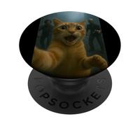 Orange Tabby Cat Selfie Run Away from Zombie for Kids Adult PopSockets PopGrip Adhesivo