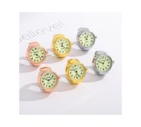 (Orange) Vintage Bronze Tone Ring Watch Elastic Band Quartz Finger Watch Women
