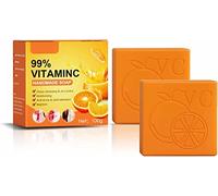 Orange Vitamin C Handmade Soap,Natural Organic Soap with 99% Vitamin C and Orange Extract,for Face & Body Exfoliate Moisturizing Whitening Care (2pcs)