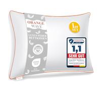Orange Wave Almohada de Plumas 40x80 cm - Almohada de Lujo, Funda Algodón, Transpirable y Confort Ergonómico de Colección Hotelera, Certificada RDS y Oeko-Tex
