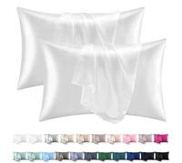 Orange Wave Funda de Almohada de Satén 40x80 Juego de 2 - Similar a Las Fundas de Almohada de Seda, Funda de Cojín Premium 40x80 certificada Oeko-Tex, Blanco Crema