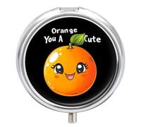 Orange You A Cutie - Pastillero de frutas con 3 compartimentos, pequeño, portátil, organizador de pastillas para bolso de bolsillo