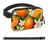 Oranges and Flowers-619 - Cangurera cruzada para hombres y mujeres, riñonera para viajes, casual, caminar, correr, senderismo, ciclismo, multicolor, 4 x 23 x 15 cm, multicolor, 1.5x9.0x5.9in/4x23x15cm