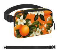 Oranges and Flowers-628 - Cangurera cruzada para hombres y mujeres, riñonera para viajes, casual, caminar, correr, senderismo, ciclismo, multicolor, 4 x 23 x 15 cm, multicolor, 1.5x9.0x5.9in/4x23x15cm