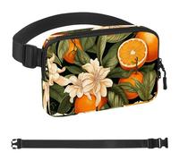 Oranges and Flowers-637 - Cangurera cruzada para hombres y mujeres, riñonera para viajes, casual, caminar, correr, senderismo, ciclismo, multicolor, 4 x 23 x 15 cm, multicolor, 1.5x9.0x5.9in/4x23x15cm