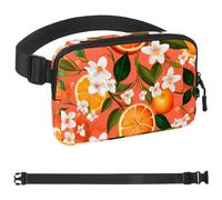 Oranges and Flowers-652 - Cangurera cruzada para hombres y mujeres, riñonera para viajes, casual, caminar, correr, senderismo, ciclismo, multicolor, 4 x 23 x 15 cm, multicolor, 1.5x9.0x5.9in/4x23x15cm