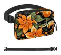 Oranges and Flowers-655 - Cangurera cruzada para hombres y mujeres, riñonera para viajes, casual, caminar, correr, senderismo, ciclismo, multicolor, 4 x 23 x 15 cm, multicolor, 1.5x9.0x5.9in/4x23x15cm
