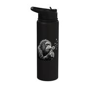 Orangutan Blowing Wishes Funny Diente de león gráfico envejecido Stainless Steel Insulated Water Bottle