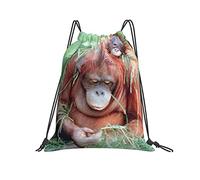 Orangután Y Cría De Animales Salvajes Naturaleza Hombres Mujer Cordón Bolsa Moda Mochila Con Cordón Casual Gym Sack Para Viaje Playa Deporte