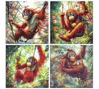 Orangutanes forestales 5D Kits de Pintura de Diamantes 50x50cm G-710