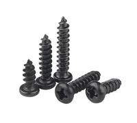 ORANXIN M3 x 15mm 100 Pcs Cabeza redonda Tornillos para madera Acero al carbono Hierro Óxido negro Tornillos autorroscantes Cruz Cabeza Pan Tornillos Autoperforantes