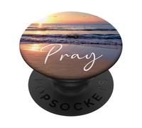 Orar al atardecer oración de playa religiosa cristiana PopSockets PopGrip Adhesivo