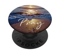 Orar al atardecer oración de playa religiosa cristiana PopSockets PopGrip Adhesivo