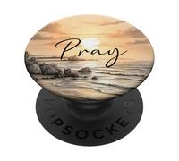 Orar al atardecer oración de playa religiosa cristiana PopSockets PopGrip Adhesivo