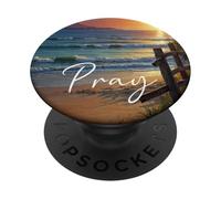Orar al atardecer oración de playa religiosa cristiana PopSockets PopGrip Adhesivo