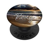 Orar al atardecer oración de playa religiosa cristiana PopSockets PopGrip Adhesivo