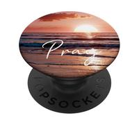 Orar al atardecer oración de playa religiosa cristiana PopSockets PopGrip Adhesivo