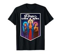 Orar como una niña Católica Mujeres Santa Teresa Juana de Arco María Camiseta