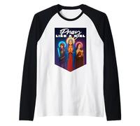 Orar como una niña Católica Mujeres Santa Teresa Juana de Arco María Camiseta Manga Raglan